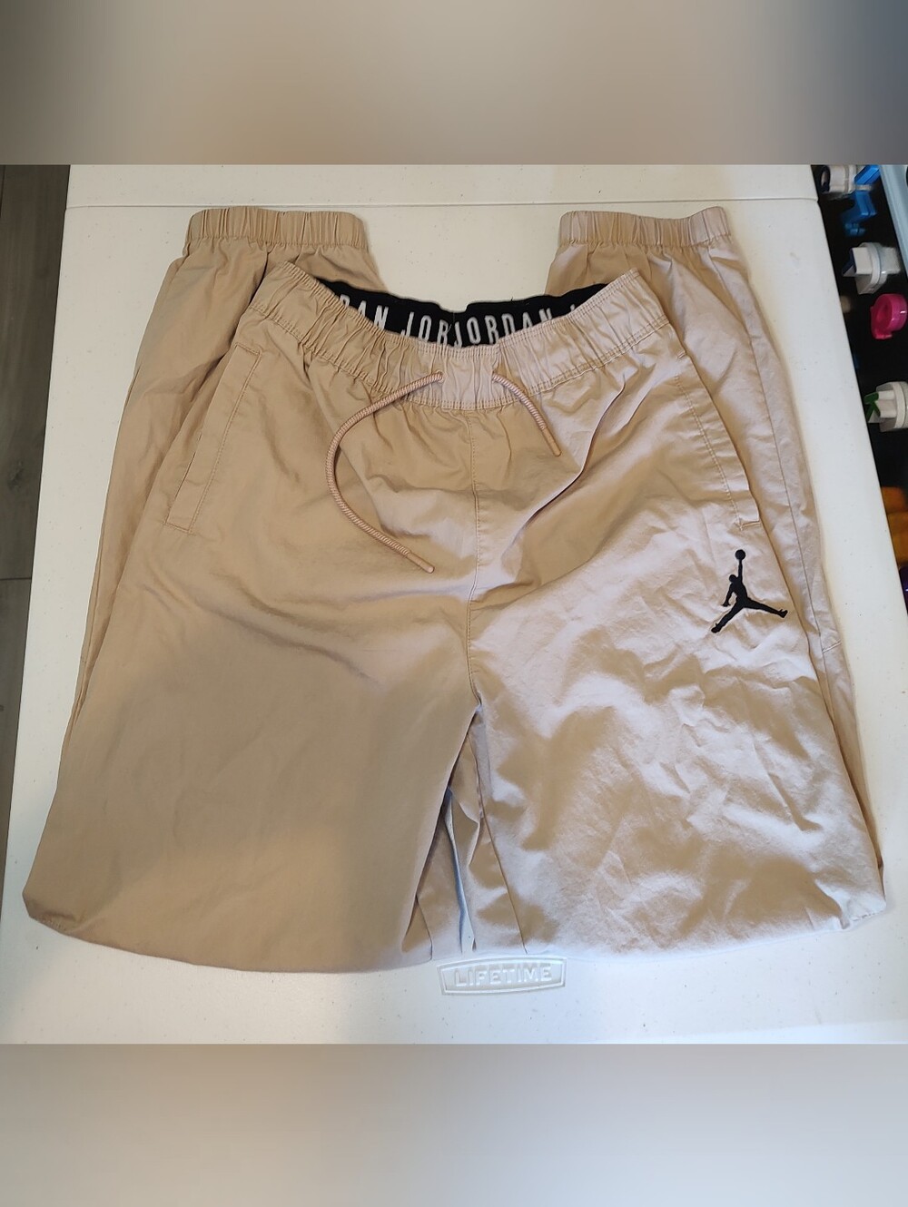Jordan Logo Brand Khaki Jogger Track Pants Youth Boys L 12-13
